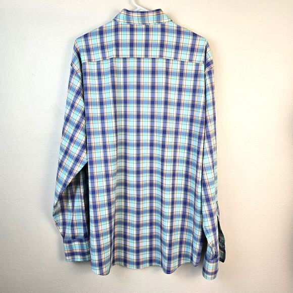 Peter Millar Crown Summer Comfort Shirt Men's XL Blue Multi Plaid Golf Summer - Picture 2 of 10